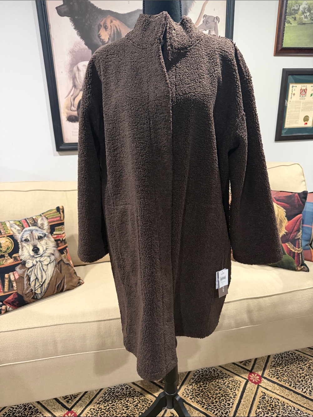 J. Jill pure Sherpa Teddy Reversible Coat with soft snap closure NWT Sz large